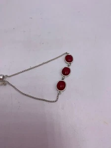 $29 Lucky brand Silver Tone Coral slider Link Bracelt A60 - Picture 1 of 3