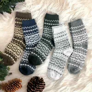 5 Pairs Nordic Winter Soft Warm Wool Ethnic Style Socks UK 5-8 - Picture 1 of 4