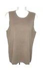 Magaschoni 100% Cashmere Sleeveless Sweater Top Large Scoop Neck Taupe Beige