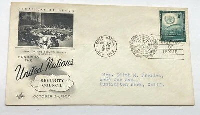 United Nations 1957 Security Council First Day Issue Postal Cover FDC - Image 1 of 4