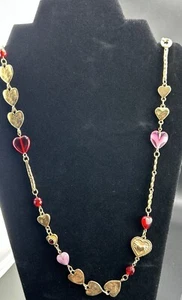 Nuevo Collar Corazones Tonificado Oro Rojo y Rosa - Imagen 1 de 18
