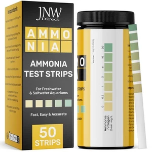 Ammonia Test Strips for Fish Tank - 50 Aquarium Test Strips Saltwater & Fresh - Picture 1 of 7