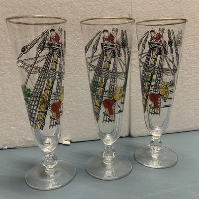 3 Libbey TREASURE ISLAND PILSNER GLASSES Pirate Ship 8 1/2" - Image 1 of 2