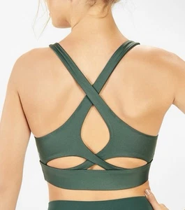 Fabletics Women's Sports Bra Medium Crisscross Strappy Back Dark Green - Bild 1 von 7