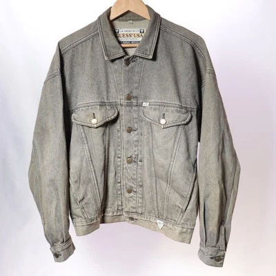 VTG Georges Marciano Guess Gray Wash Denim Trucker Jacket Medium 80s Made in USA - Image 1 of 4