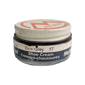Barattolo di vetro vintage Meltonian salvascarpe crema 1,60 oz grigio scuro #17 - Foto 1 di 4