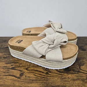 NUEVO DISEÑO ASOS Sandalias Agradecidas Detalle de Lazo Plataforma Sin Cordones Para Mujer’s 7W Natural  - Imagen 1 de 7