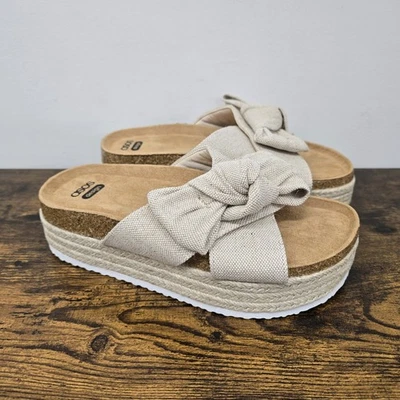 NUEVO DISEÑO ASOS Sandalias Agradecidas Detalle de Lazo Plataforma Sin Cordones Para Mujer’s 7W Natural  Foto 1 de 4