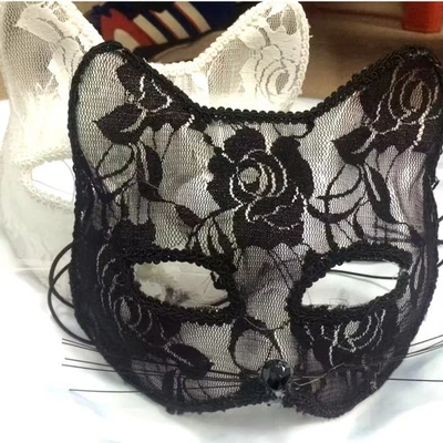 WOMEN CAT MASK HALLOWEEN HALF FACE MASK FOR PARTY HALLOWEEN COSTUME - Image 1 of 4