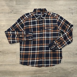Camisa de franela Patagonia para hombre mediana azul naranja a cuadros algodón orgánico - Imagen 1 de 15