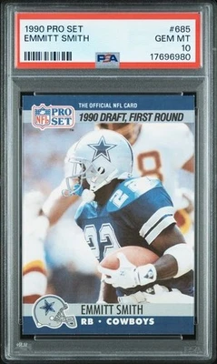 Tarjeta de novato 1990 Pro Set #685 Emmitt Smith PSA 10 HOF Dallas Cowboys GOAT Foto 1 de 2