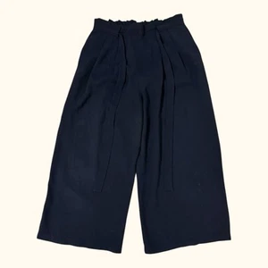 Zara Basic Collection Damen Blau Weites Bein Fallschirm Hose Crop Plissee L Fehler - Bild 1 von 11