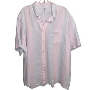 Brooks Brothers Shirt Mens XXL 1818 Original Polo 100% Linen Short Sleeve Preppy - Picture 1 of 11