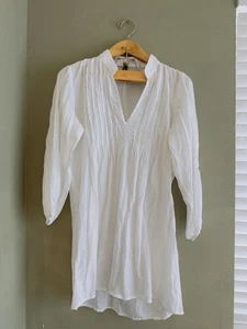 Top de encaje blanco Lauren Ralph Lauren M para mujer 3/4 túnica semi transparente con botones - Imagen 1 de 12