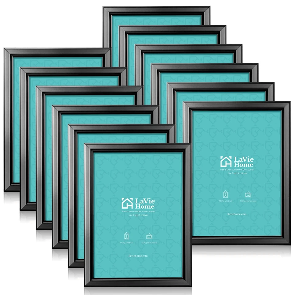 Lavie hOme 5x7 Picture Frames 12 Pack Black Simple Designed Photo Frame With ...
