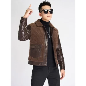 Nuevo abrigo de invierno para hombre corto engrosado abrigo de piel de cordero moda coreana chaquetas - Imagen 1 de 21