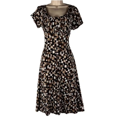 Vestido Danny & Nicole para mujer talla 8 hasta la rodilla manga corta con cinturón línea A Foto 1 de 4