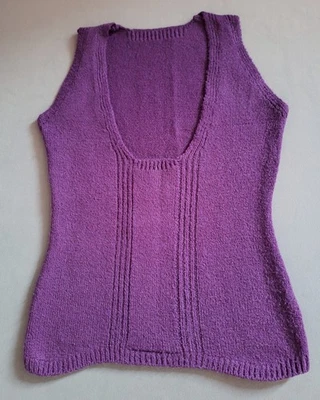 Vintage Wool Acrylic Knitted Purple Vest Top Size Large Winter Top - Image 1 of 4