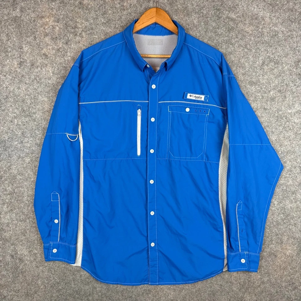 Columbia PFG Hombres XL Azul Omni Tono Ventilado Camisa de Pesca Bolsillo con Cremallera Foto 1 de 4