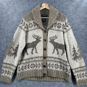 Lauren Ralph Lauren cardigan vintage donna grande lana di cervo lavorato a mano sci - Foto 1 di 12