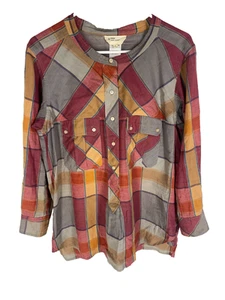 Blusa Étoile Isabel Marant Rosa Rojo Naranja Estampado a Cuadros Cuello Redondo Talla 3 - Imagen 1 de 5