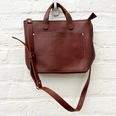 Portland Leather Goods || Convertible Crossbody Tote Brown Tan - Image 1 of 4