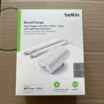 Belkin BoostCharge PD 30W PPS USB-C 3.0 Wall Charger with iPhone to USB-C - Image 1 of 4