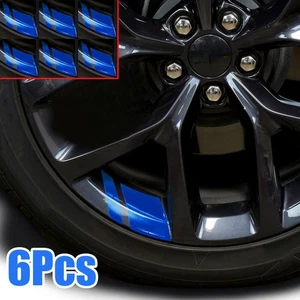 6x Blue Reflective Car Wheel Rim Vinyl Decal Sticker DIY Accessories For 16"-21" - Bild 1 von 14