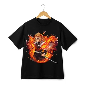 Maglietta grafica Rengoku Flame Hashira - maglietta streetwear anime retrò Demon Slayer - Foto 1 di 21