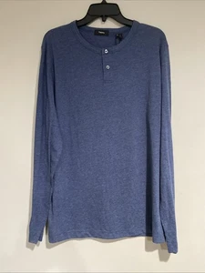Camisa para hombre Theory Brand Gaskell Henley azul pima mezcla de algodón 2 botones talla XL - Imagen 1 de 6