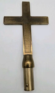Vintage Solid Brass 9" Religious Cross Crufifix Flag pole Finial Catholic Church - Picture 1 of 4