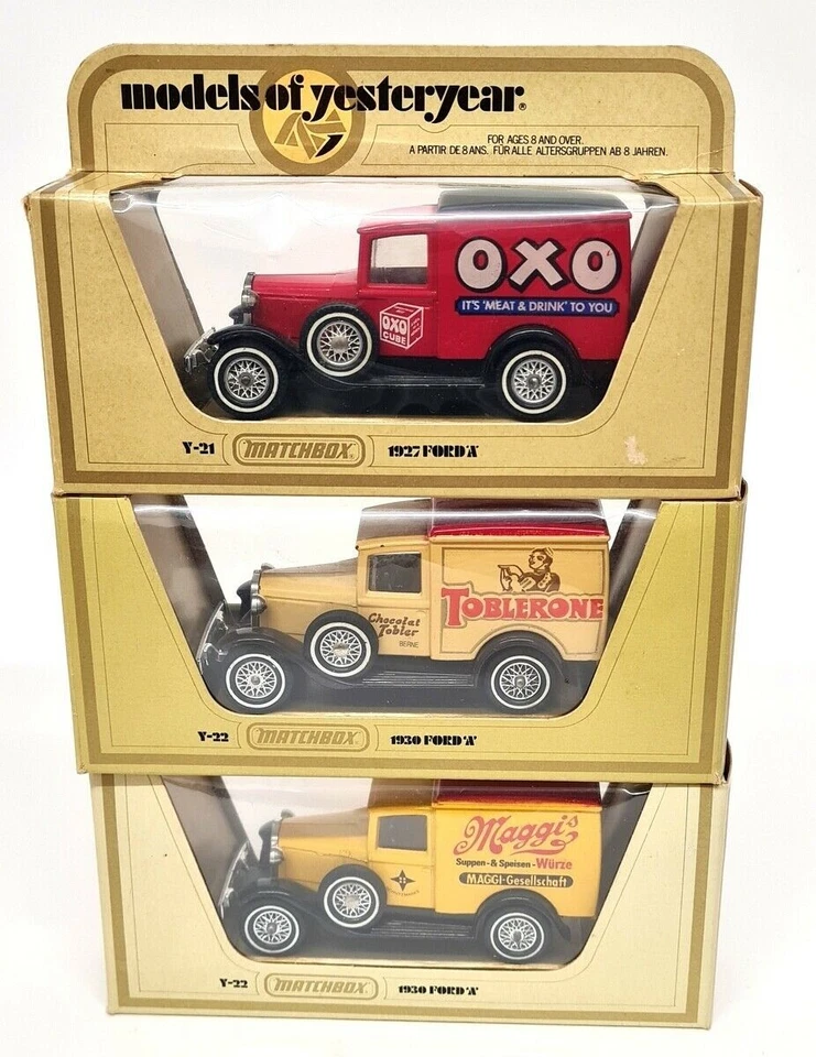 Matchbox Yesteryear - Set of 3 Y-22 1930 Model A Ford Vans OXO Toblerone Maggis - Image 1 of 1