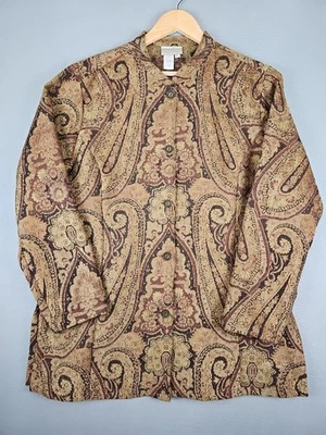 Chaqueta Coldwater Creek De Colección Para Mujer Grande Marrón Paisley Tapiz Hecha en EE. UU. Foto 1 de 4
