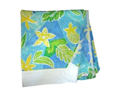 复古 ADRIENNE VITTADINI 花朵蓝色绿色热带 (1) 女王平底鞋 90X96 — 第 1/4 张图片