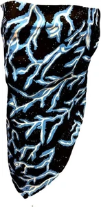 12 PCS BLUE-BLACK LIGHTENING bandana HOOK&LOOP ADJUSTABLE Cotton Face Cover Mask - Picture 1 of 6