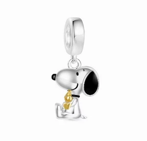 Charm Dangle Hund Welpe 925 Silber Snoopy Woodstock - Anhänger für Armband - Bild 1 von 1