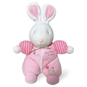 Carters Bunny Rabbit My Best Friend Pink 10in Terry Cloth Plush Rattle VTG 75240 - Picture 1 of 15