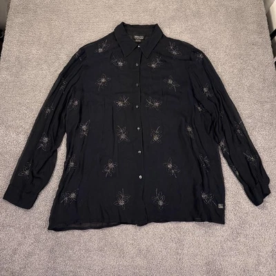 Camisa NY&CO para mujer grande negra caprichosa bruja cuentas ultra transparente Y2K hada Foto 1 de 4