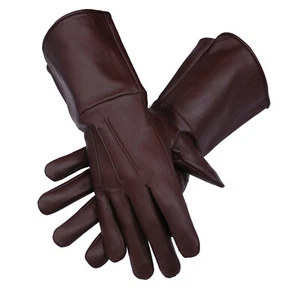 Men's Genuine Leather Medieval Renaissance Gauntlet Cosplay Gloves long arm cuff - Picture 1 of 64