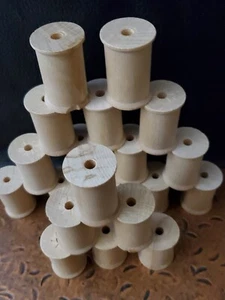 20 unfinished Wooden Thread Spools for Arts, Crafts, 2 1/8" tall X 1 1/2" diam - Picture 1 of 3