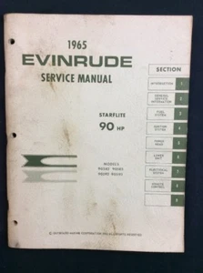 1965 Used Evinrude Service Manual # 4206 Covers 90 Hp # 187 - Picture 1 of 6