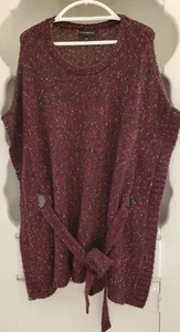 Lane Bryant Poncho Sweater Plus Size 18/20 Purple Black Metallic Belted Pullover - Bild 1 von 12