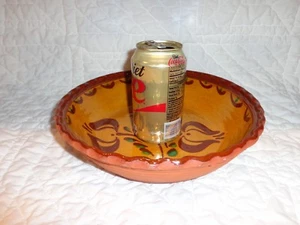 Ned Foltz Pottery Redware Stylized Folk Art Tulip Flower Decorated Bowl, 1984 - Picture 1 of 3