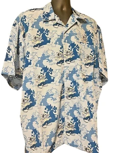 Raw Blue Hawaiian Shirt Mens 2XL Blue Button Up Short Sleeve Casual NWT - Picture 1 of 7