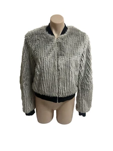 BARDOT Bomber Jacket | Grey | Faux Fur | Woman's Size 12 - Picture 1 of 6