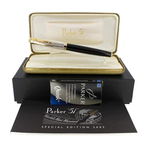 Parker 51 Empire Cap 2002 edición especial pluma estilográfica negra como nueva en caja - Imagen 1 de 8