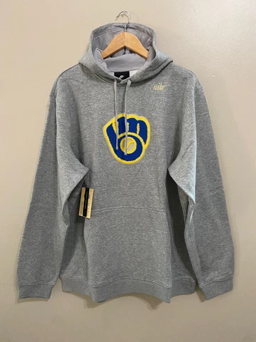 Nike Milwaukee Brewers MLB Cooperstown Collection Hoodie Gray NKNF-06G 2XL NEW Cover