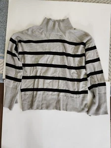 Vila Milano Women's black and grey striped mock turtleneck sweater size medium - Picture 1 of 5