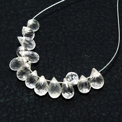 Rose Quartz Faceted Drop Beads Briolette Natural Loose Gemstone Making Jewelry - Image 1 of 4