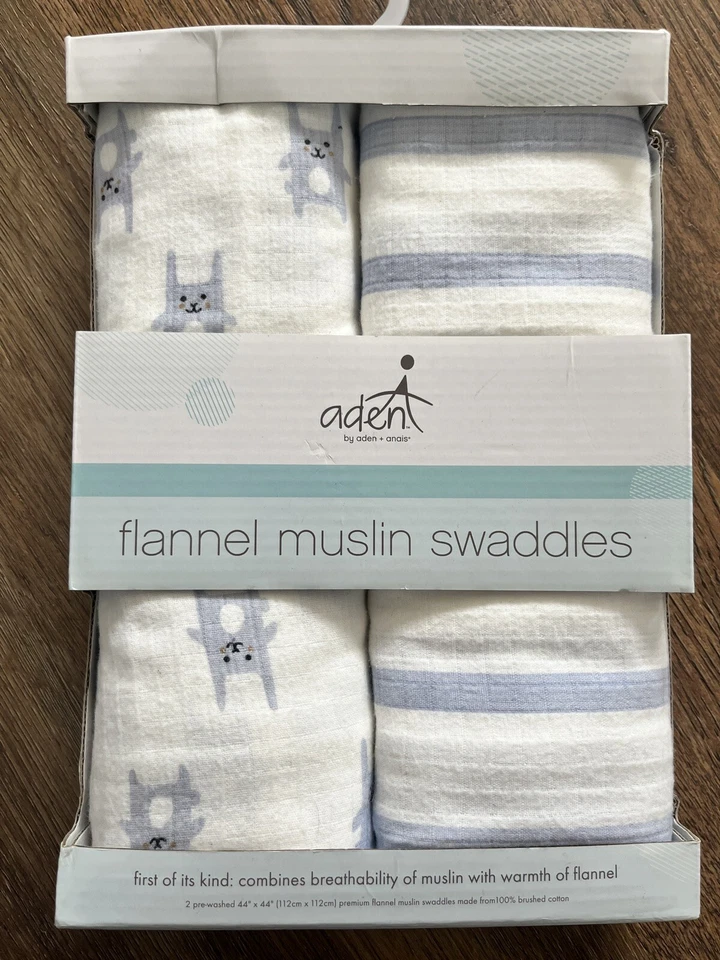 NUEVO CON ETIQUETAS Aden Anais Azul Conejo Conejo Acogedor Franela Muselina Envoltura Mantas Bebé Niños Foto 1 de 4